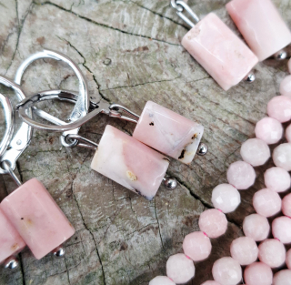 Opál růžový náušnice