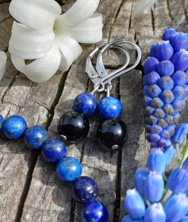 Lapis lazuli, onyx náušnice
