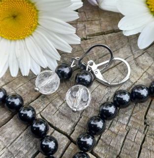 Spinel, křišťál náušnice