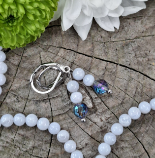 Chalcedon, aqua aura náušnice