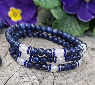 Lapis lazuli, achát aura náramek